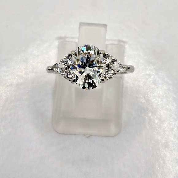 Certified GRA Moissanite Ring 18k Gold over Sterling Silver Sz 6! NEW - Picture 3 of 12